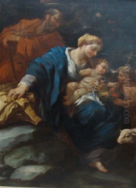 La Sainte Famille Avec Saint Jean Baptiste Oil Painting by Pierre Puget