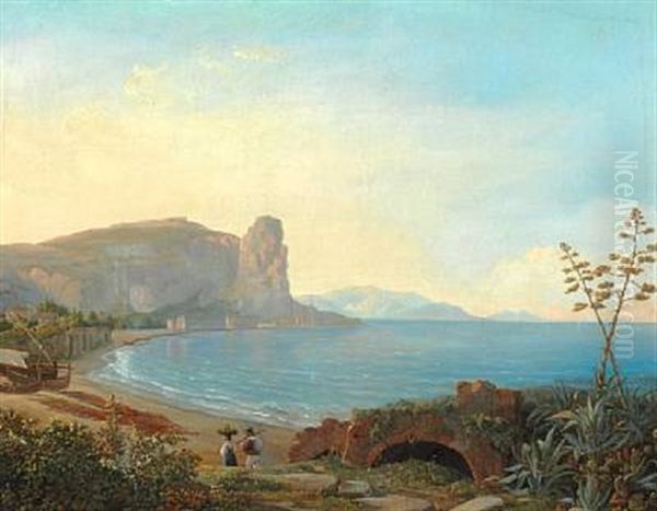 View Of The Bay At Terracina, Italy Oil Painting by Bolette Puggaard