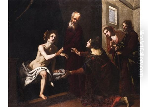 Der Junge Prophet Samuel Wird Von Seiner Mutter Zum Heiligtum Des Priesters. Eli In Silo Gefuhrt Oil Painting by Domenico Pugliani