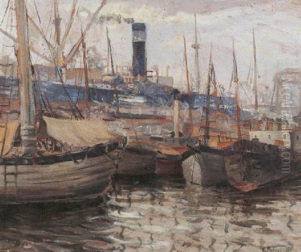 Il Porto Di Genova Oil Painting by Clemente Pugliese Levi