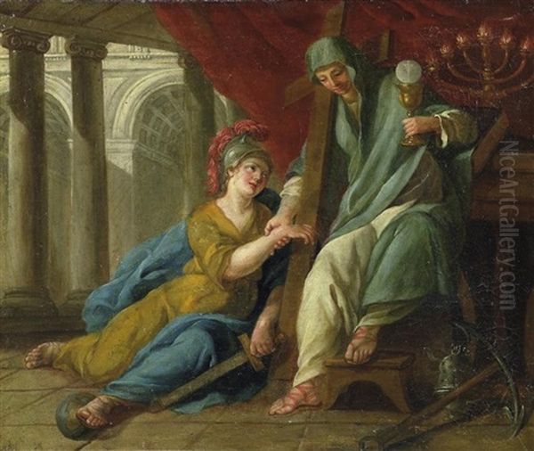 Fides Und Fortitudo Oil Painting by Johann Gottlieb Puhlmann