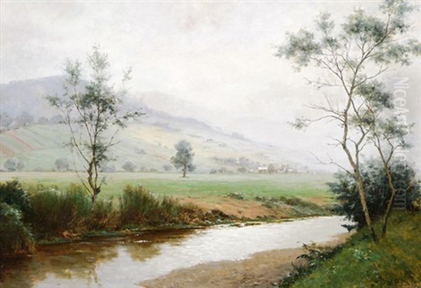 Nebel-flusslandschaft Im Weiten Tal (bei Baden-baden) Oil Painting by Victor Puhonny