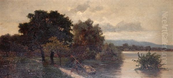 By The Lake Oil Painting by Victor Puhonny