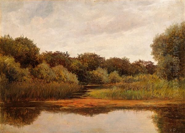 Rheinauengewasser Oil Painting by Victor Puhonny