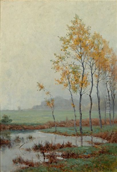 Herbstlandschaft Mit Weiher Oil Painting by Victor Puhonny