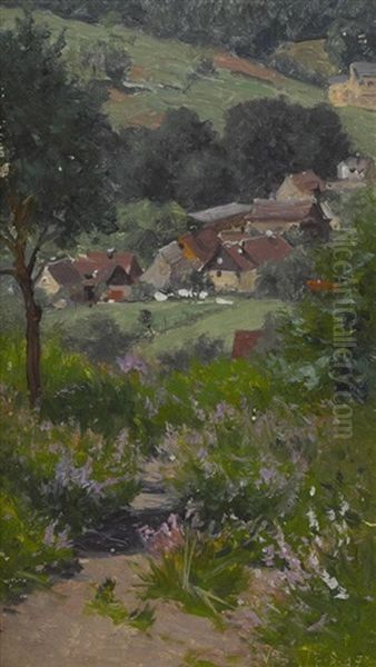 Sommerliche Dorflandschaft Oil Painting by Victor Puhonny