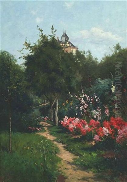 Blick In Den Sommerlichen Garten Einer Villa Oil Painting by Victor Puhonny