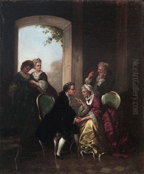 La Conversacion Oil Painting by Clemente Pujol de Gustavino