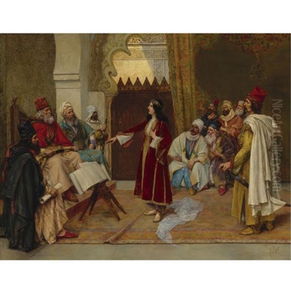 An Audience Before The Emir Oil Painting by Clemente Pujol de Gustavino