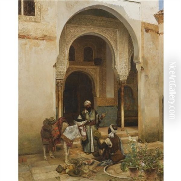 An Arab Merchant Oil Painting by Clemente Pujol de Gustavino