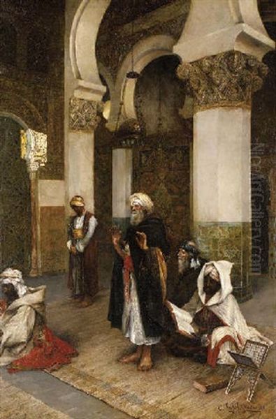 In The Mosque Oil Painting by Clemente Pujol de Gustavino