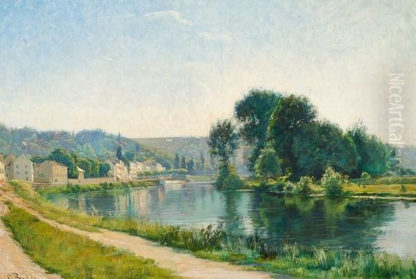 French River Landscape Oil Painting by Sigrid Bolling