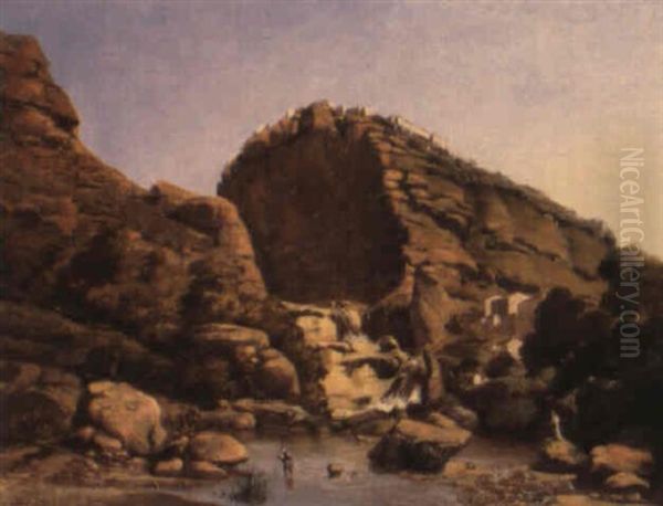 Les Gorges De Rummel, Constantine Oil Painting by Alexandre Abel Denis de Pujol