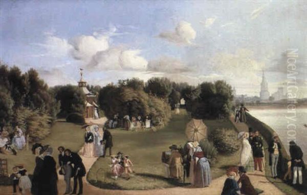 Scene De Parc Oil Painting by Alexandre Abel Denis de Pujol