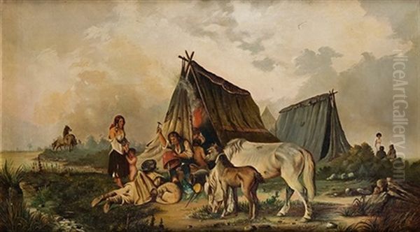 Campamento Gitano Oil Painting by Jose Vilaplana Pujolar