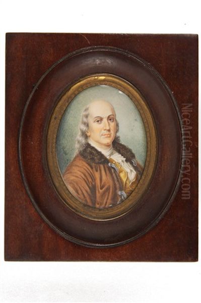 Portriat Of An Elderly Man Resembling Ben Franklin Oil Painting by Andre Pujos