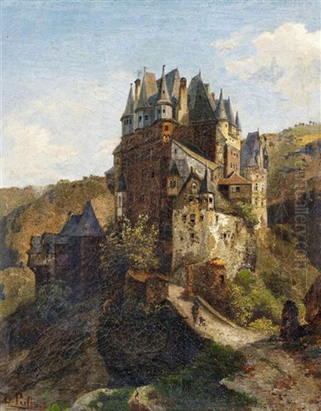 Burg Eltz Oil Painting by Johann Gottfried Pulian