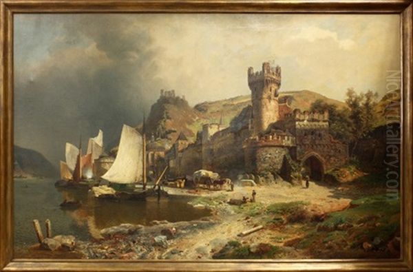 Rheinlandschaft Oil Painting by Johann Gottfried Pulian