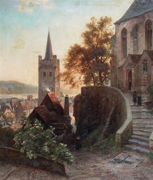 Atardecer En La Aldea Oil Painting by Johann Gottfried Pulian