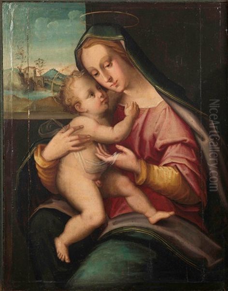 Madonna Con Bambino Oil Painting by Domenico Puligo