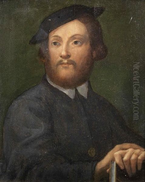 Portrait Of A Bearded Gentleman, Bust-length, In Black Costume Oil Painting by Domenico Puligo