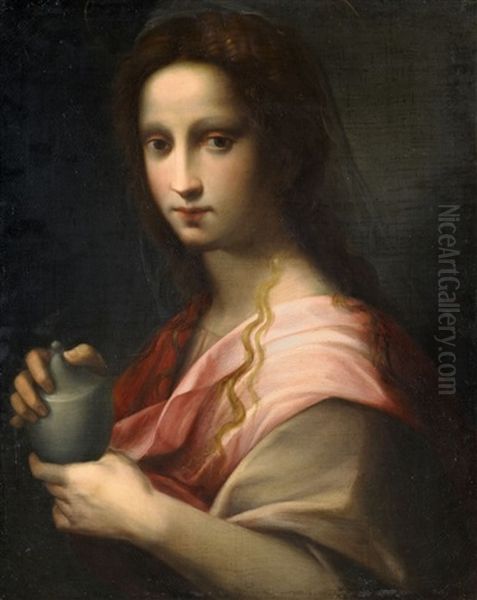 Saint Mary Magdalene Holding An Ointment Vessel Oil Painting by Domenico Puligo