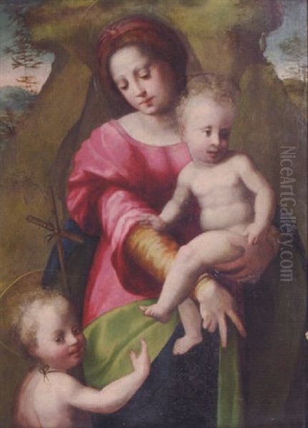 Madonna Mit Christus Und Johannesknaben Oil Painting by Domenico Puligo