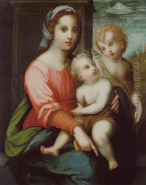 Madonna Con Bambino E San Giovanni Oil Painting by Domenico Puligo