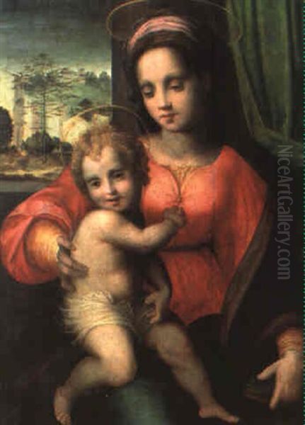 Madonna Col Bambino Oil Painting by Domenico Puligo