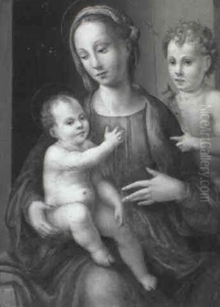 The Madonna And Child With The Infant St. John Oil Painting by Domenico Puligo