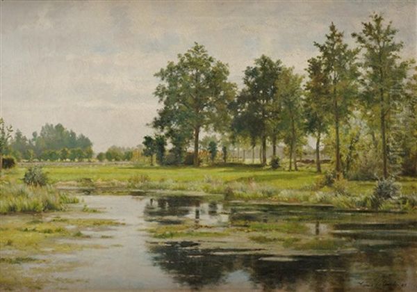 Paysage A La Riviere Oil Painting by Louis Pulinckx