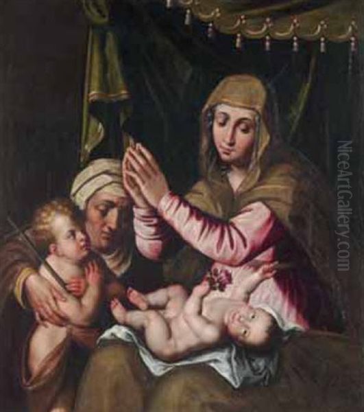 Madonna Con Il Bambino, Sant'elisabetta E San Giovannino Oil Painting by Scipione Pulzone