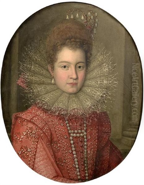 Portrait Of A Noblewoman, Said To Be Margaret Of Austria, Duchess Of Parma Oil Painting by Scipione Pulzone