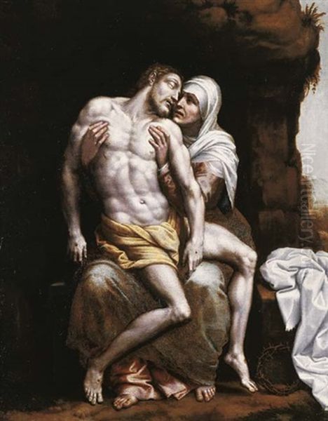 The Pieta (also Attributed To Bernardino Gatti, Il Sojaro) Oil Painting by Scipione Pulzone