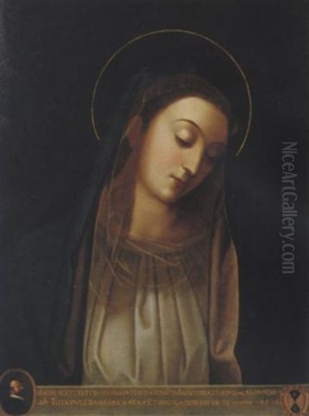 Madonna In Preghiera Con Ritratto Di Donatore E Stemma Nobiliare Oil Painting by Scipione Pulzone