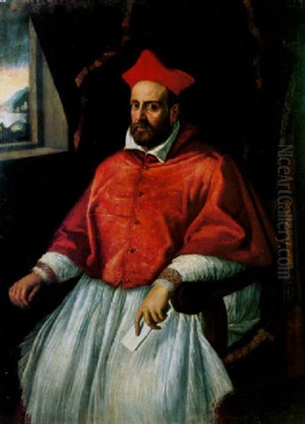 Portrait Of A Cardinal (cardinal Accolti Da Ravenna?) Seated, Wearing Robes And A Biretta by Scipione Pulzone