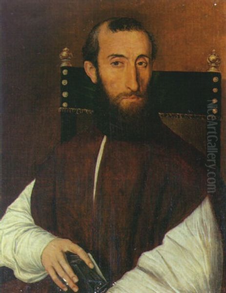 Portrait Of A Cleric, A Book In His Right Hand Oil Painting by Scipione Pulzone