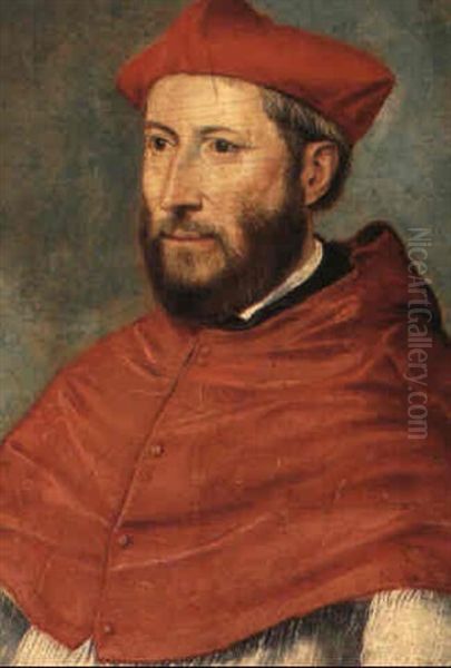 Portrait Of A Cardinal, Small Bust Length Oil Painting by Scipione Pulzone