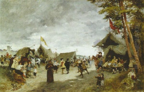 An Army Camp During The Thirty Years War Oil Painting by Friedrich von Punteani