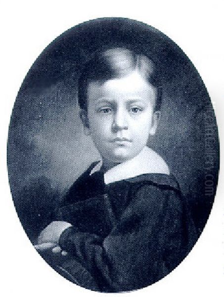 Portrait Of Charles D. Bostwick At Age 7 Oil Painting by Albert J. Purdy