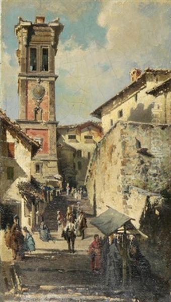 Blick Auf Die Kirche Madonna Del Monte Bei Varese Oil Painting by Giuseppe Puricelli