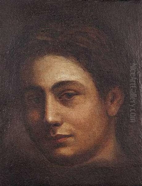 A Female Head Oil Painting by Karel Purkyne