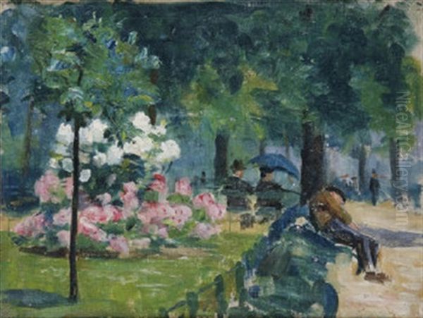 Figures In The Park Oil Painting by Sarah Henrietta Purser