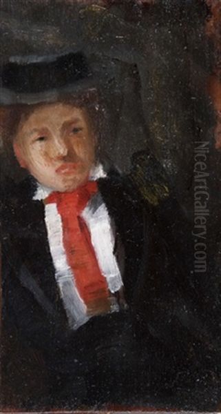 The Red Tie Oil Painting by Sarah Henrietta Purser