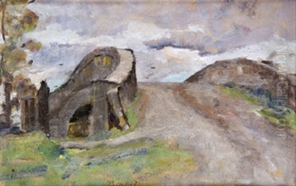 The Bridge (+ Coastal Landscape, Verso) Oil Painting by Sarah Henrietta Purser