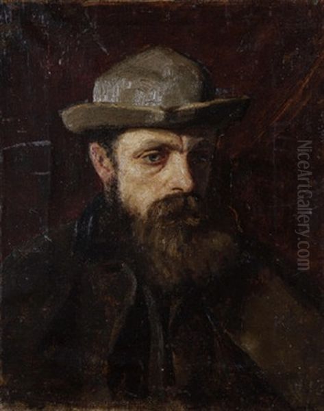 Portrait Of A Bearded Man In A Hat Oil Painting by Sarah Henrietta Purser