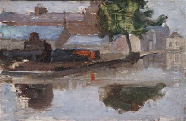 On The Canal Oil Painting by Sarah Henrietta Purser