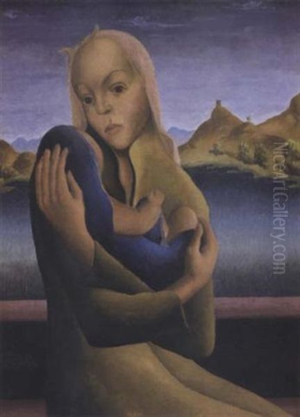 Mother And Child 1939 Oil Painting by Peter Purves-Smith