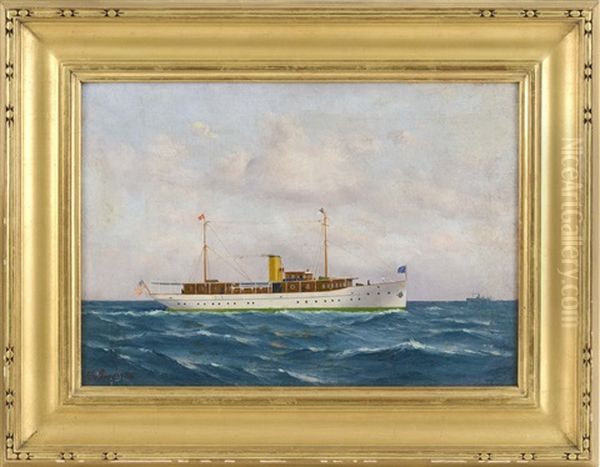 The American Motor Yacht Alician Oil Painting by T.G. Purvis