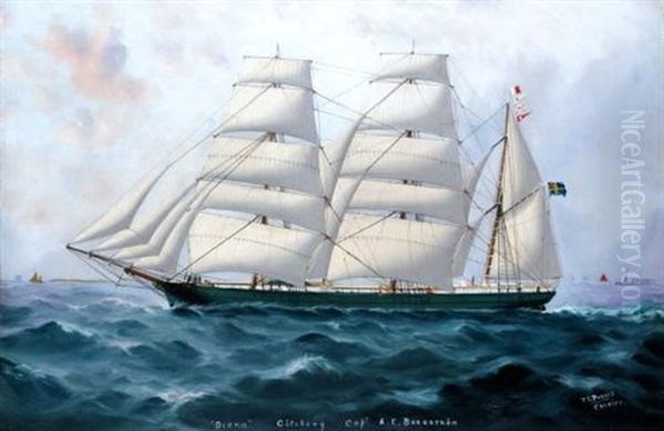 The Sailing Ship "diana" Oil Painting by T.G. Purvis